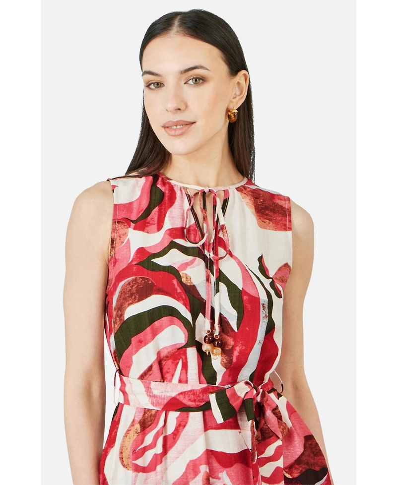 Yumi Women's Viscose Swirl Print Midi Dress