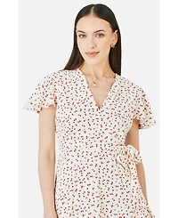 Yumi Women's Ditsy Print Frill Wrap Dress