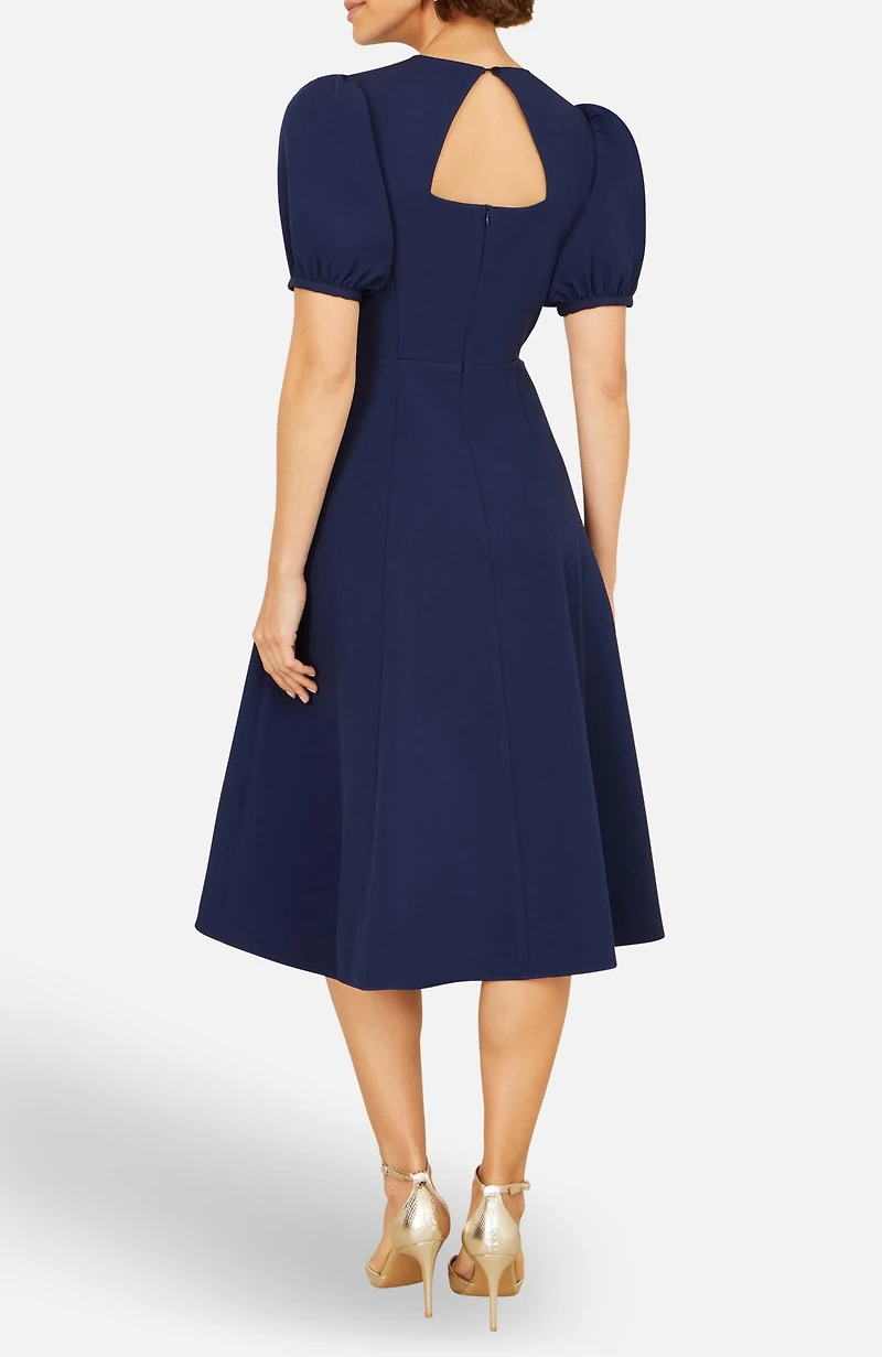 Yumi Women's Buckle Detail Short Sleeve Skater Dress