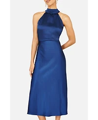 Yumi Women's Satin Halter Neck Midi Dress
