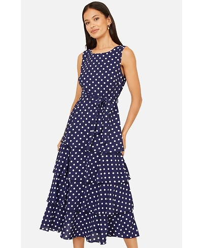Yumi Women's Spot Tiered Midi Dress