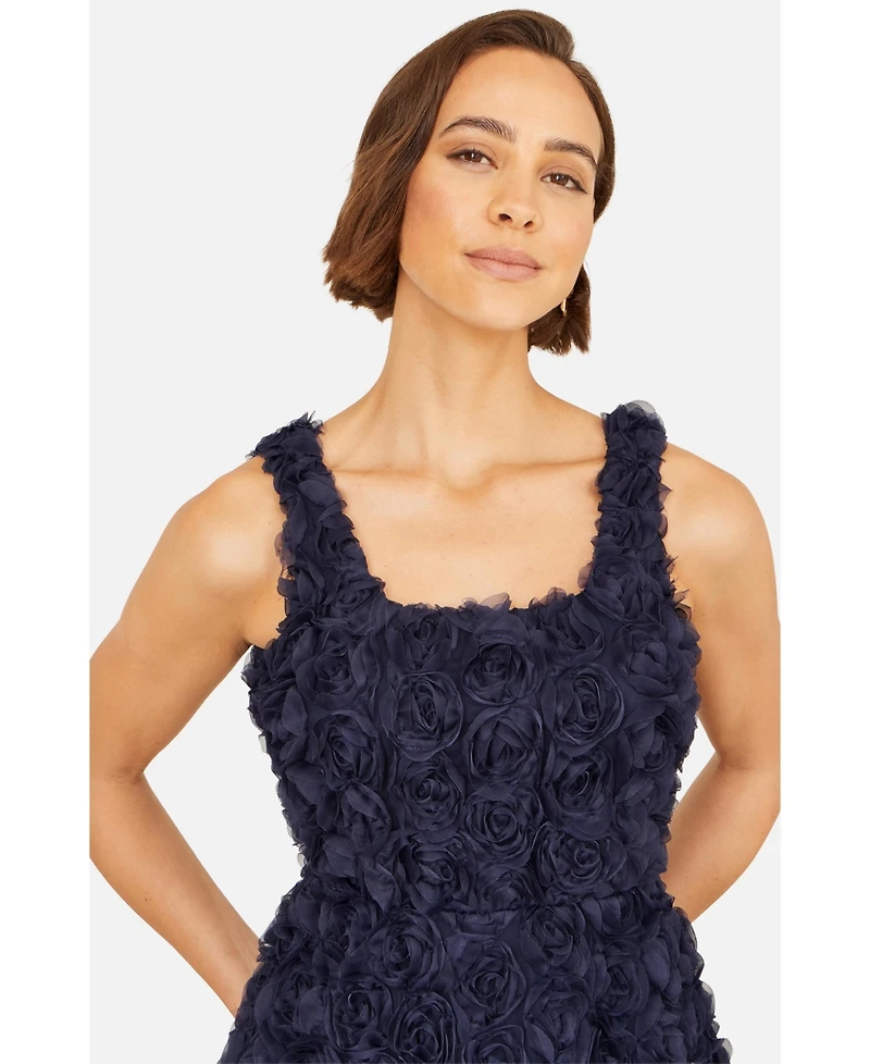 Yumi Women's Applique Floral Skater Dress