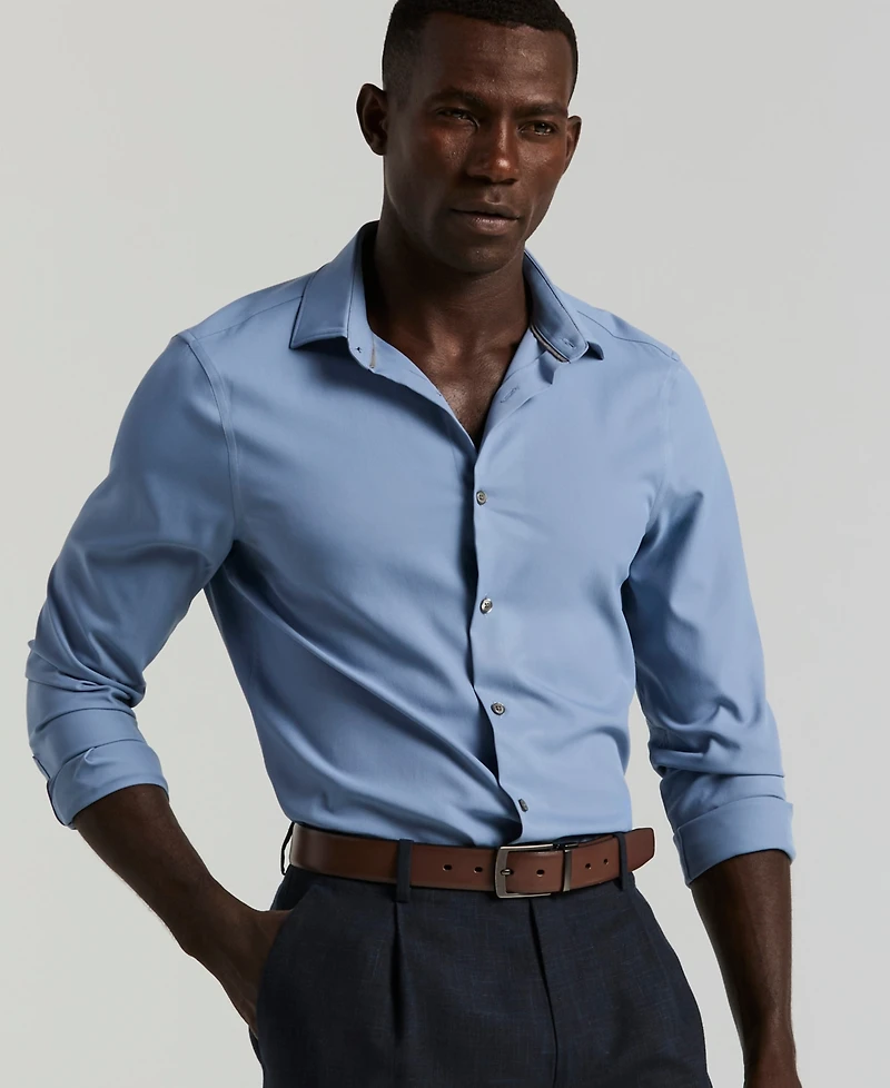 Perry Ellis Men's Slim-Fit Stretch Solid Button-Down Twill Shirt