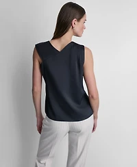 Dkny Women's Satin Asymmetric Neck Sleeveless Top