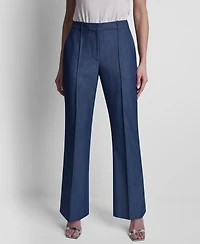 Dkny Women's Denim Pintuck Flared Trousers