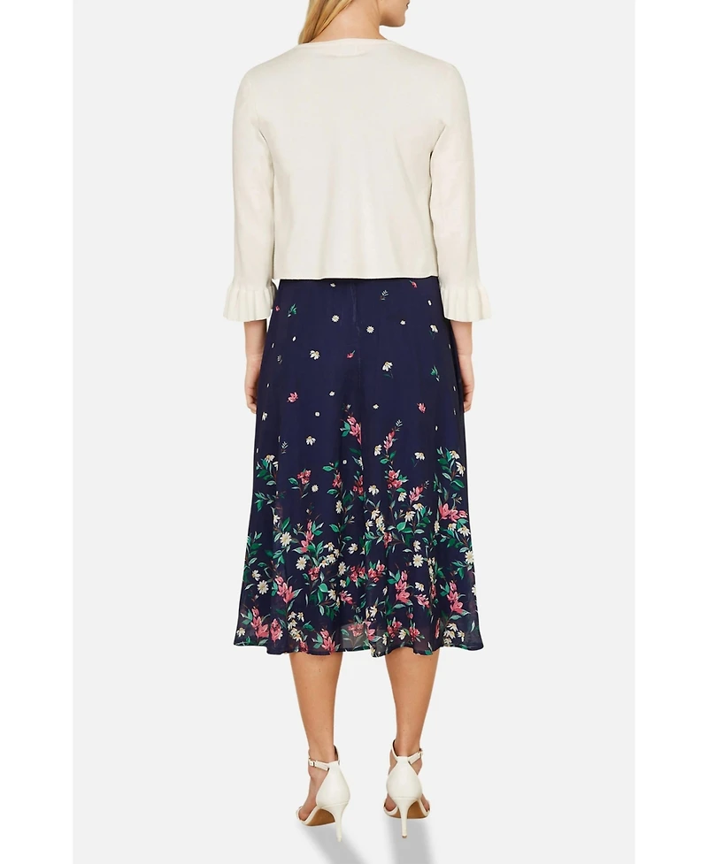 Yumi Women's Bell Sleeves Cropped Cardigan