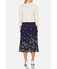 Yumi Women's Bell Sleeves Cropped Cardigan