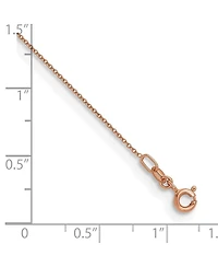 Curata Jewelry Solid 18k Rose Gold Italian Polished 1.1mm Cable Chain Necklace