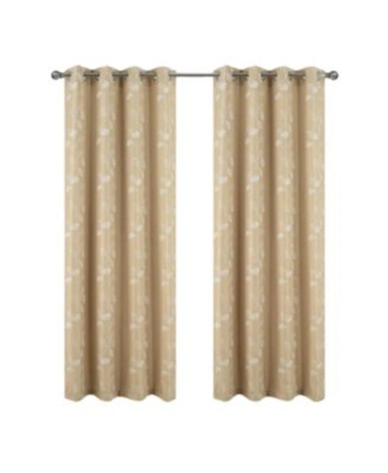 Rt Designers Collection 100 Polyester 140 Gsm Reed Embroidered Grommet Curtain Panel 54 X22 X 84 X22 Taupe