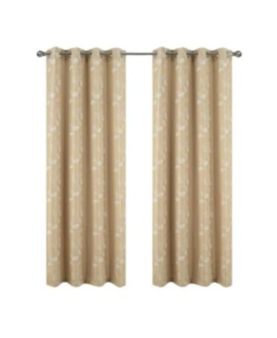 Rt Designers Collection 100 Polyester 140 Gsm Reed Embroidered Grommet Curtain Panel 54 X22 X 84 X22 Taupe