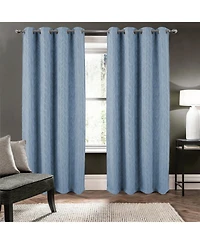 Rt Designers Collection 100% Polyester Reba Luxury Jacquard Blackout Grommet Curtain Panel 54" x 90" Wedgewood