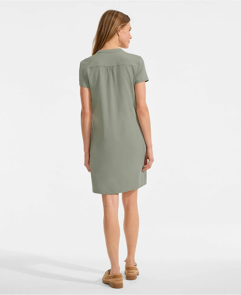 Lands' End Women's Cotton Modal Pintuck Short Sleeve Dress