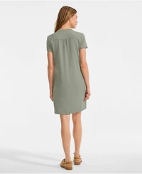 Lands' End Women's Cotton Modal Pintuck Short Sleeve Dress