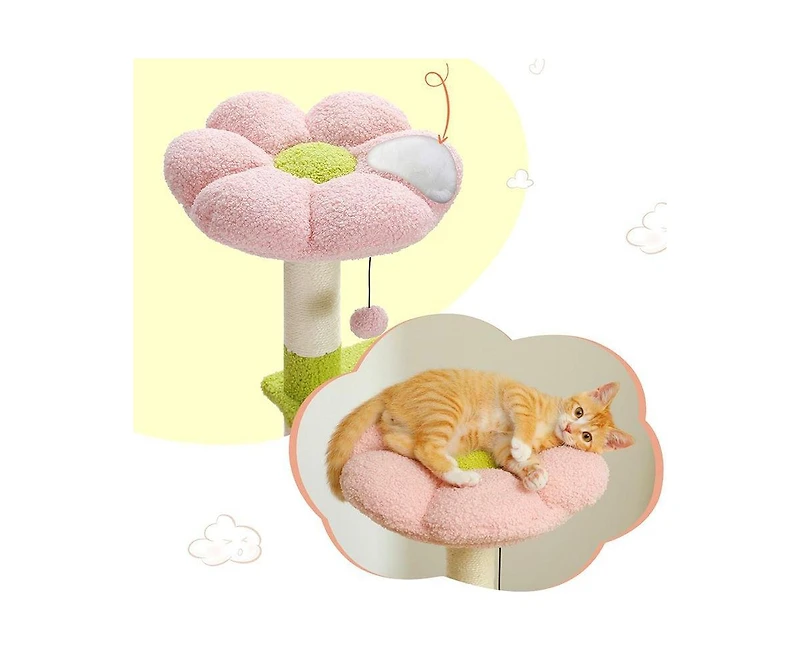 Aostirmotor 47.2" Cat Tree with Sisal-Covered Scratching Posts, Multi-Level Climbing Tower for Indoor Cats