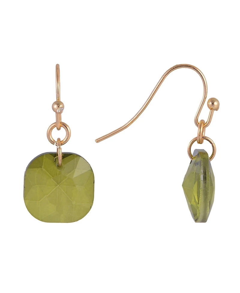 Laundry by Shelli Segal Gold Tone and Olivine Faceted Stone Drop Earrings