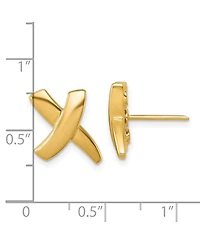 Solid 18k Yellow Gold 16.5x11mm X Button Post Earrings