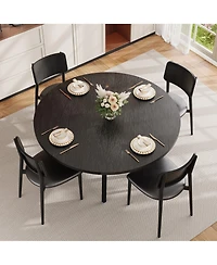 gaomon Round Dining Table for 4-6, 47 inch Wood Kitchen Table with Storage Shelf,with Metal Base,No Chairs