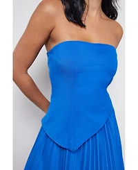Warehouse Women's Bandeau Bodice Pleated Midi Dress
