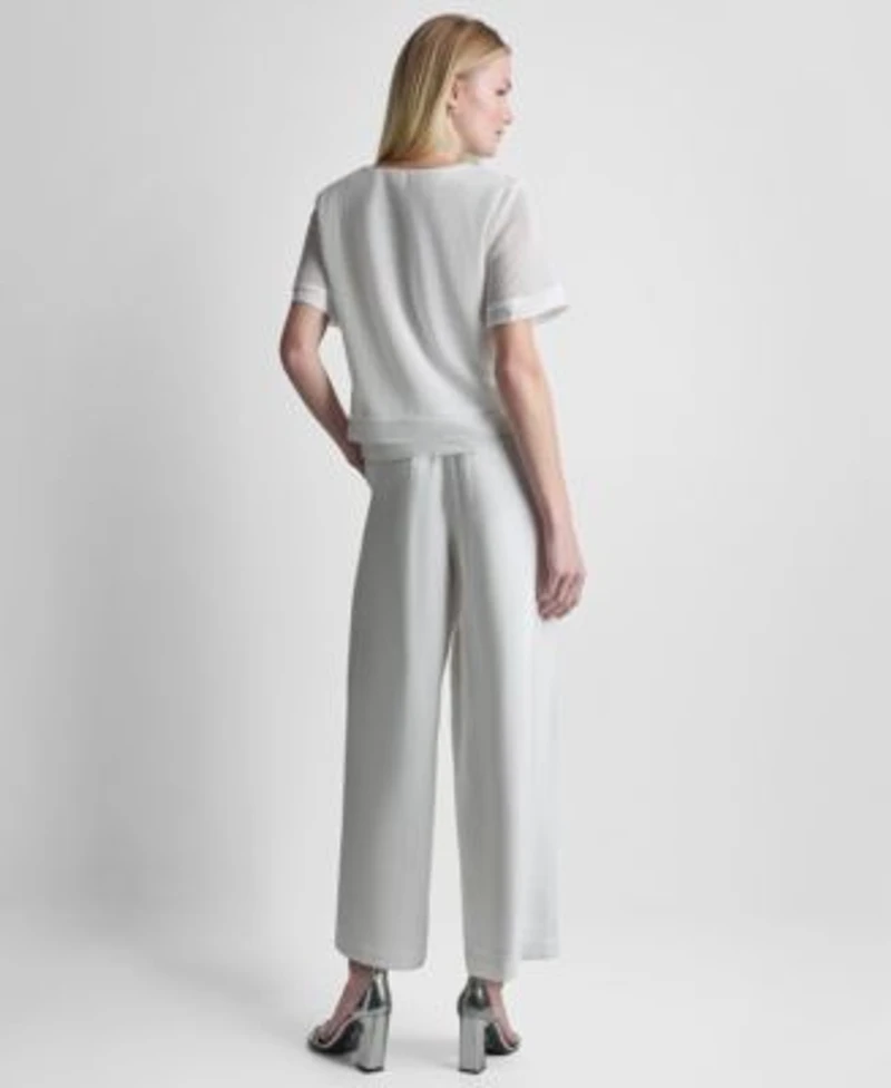 Dkny Womens Crew Neck Layered Top High Rise Pull On Ankle Pants