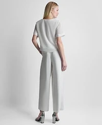 Dkny Womens Crew Neck Layered Top High Rise Pull On Ankle Pants