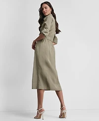Dkny Women's Long-Sleeve Collared Roll Tab Fuji Cargo Dress