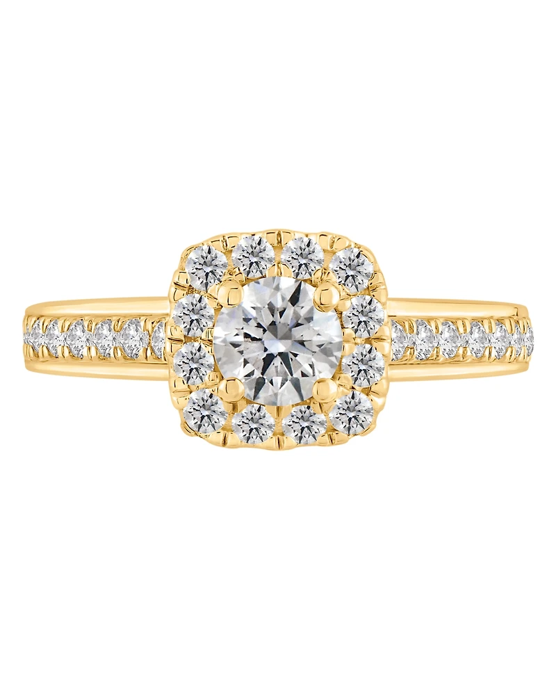 Macy's Certified Lab-Grown Diamond Halo Engagement Ring (1 ct. t.w.) in 14k Yellow Gold