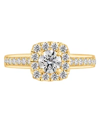 Macy's Certified Lab-Grown Diamond Halo Engagement Ring (1 ct. t.w.) in 14k Yellow Gold