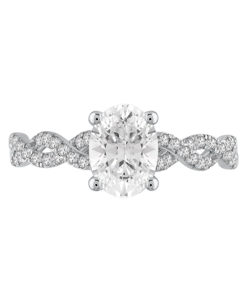 Macy's Certified Lab-Grown Diamond Solitaire Plus Engagement Ring (1-1/4 ct. t.w.) in 14k White Gold