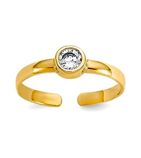 Curata Jewelry Solid 10k Yellow Gold Bezel-set Round Cubic Zirconia Adjustable Toe Ring