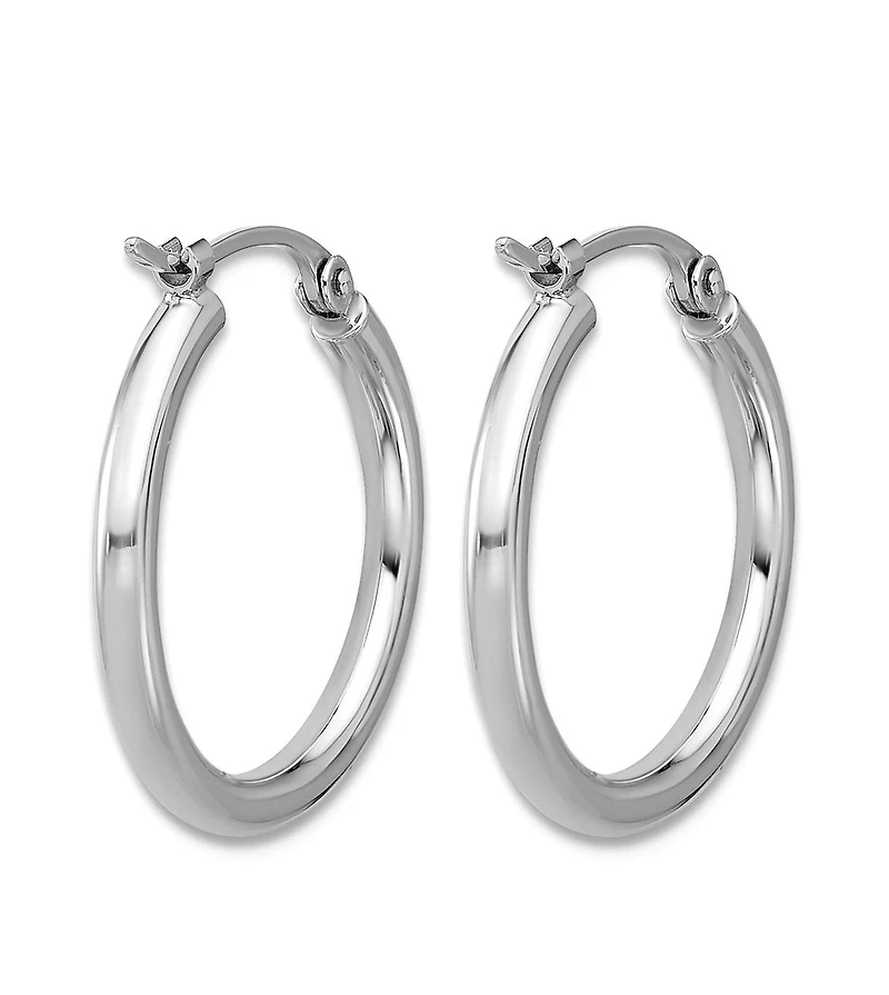 Curata Jewelry Solid 950 Platinum 2mm Classic Hoop Earrings 18mm
