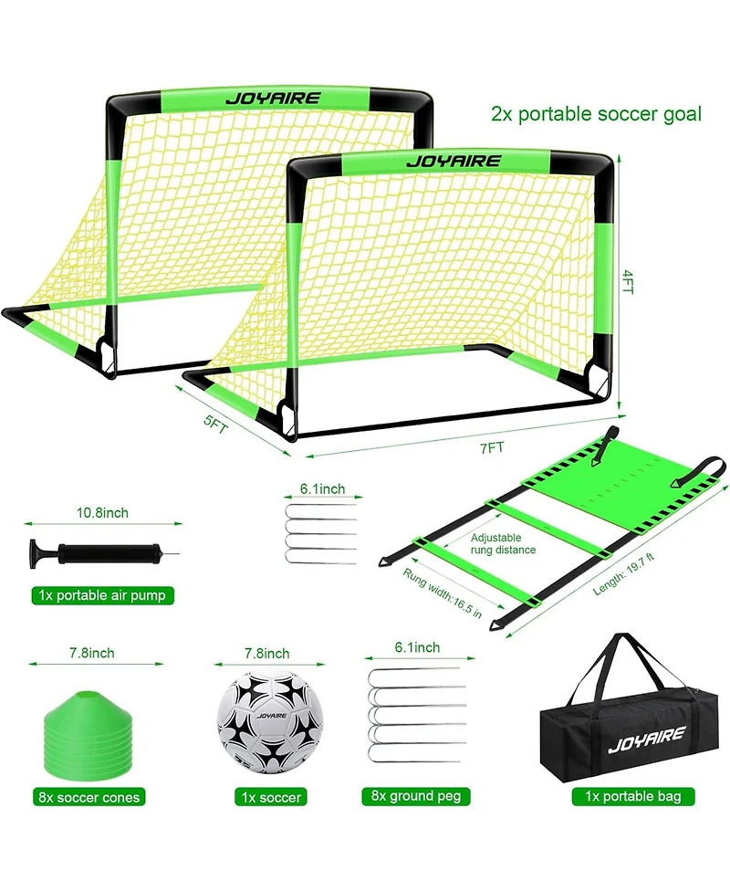 Joyaire Pro-Grade 7x5ft Pop-Up Soccer Goal for Kids – Durable 5-Layer Tear-Resistant Net & 10mm Poles, Portable Set Includes 4 Ball