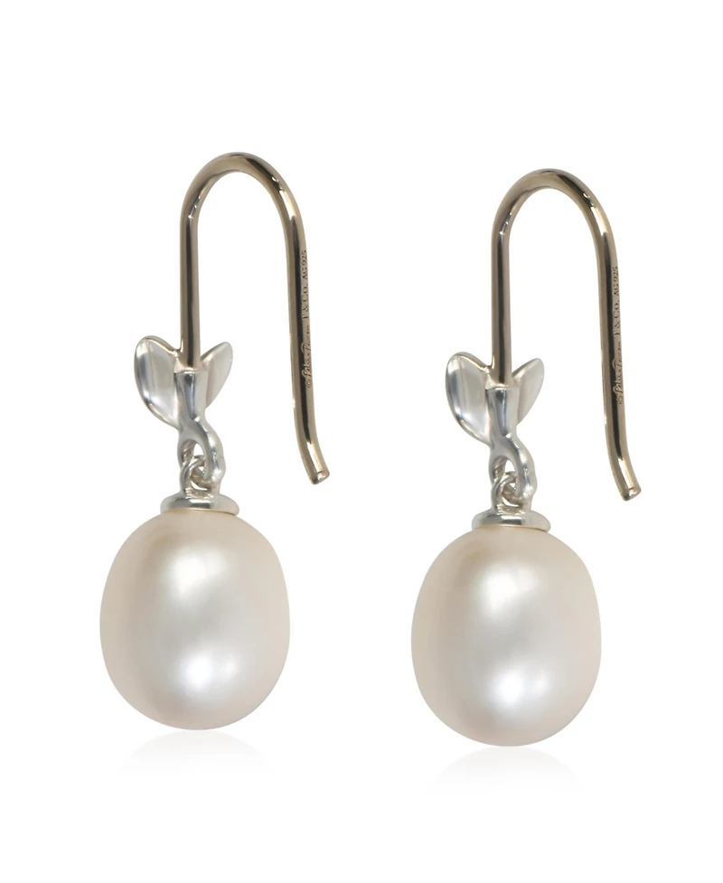 Pre-Owned Tiffany & Co Sterling Pearl Olive Leaf Earrings