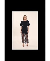 endless rose Women's Mixed Media Lace T-Shirt Dress