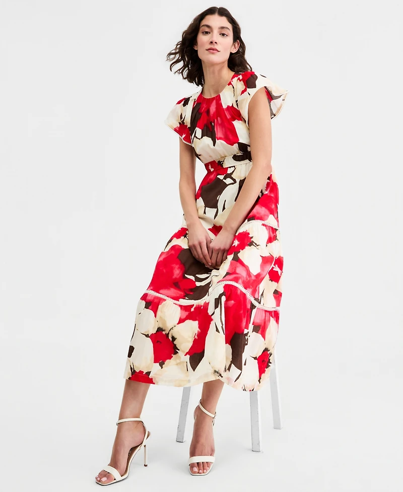 Anne Klein Women's Flutter-Sleeve Tiered Dress