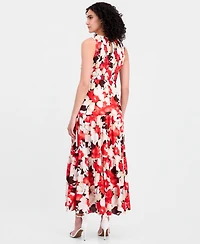 Anne Klein Petite Smocked Bodice Sleeveless Maxi Tier Dress