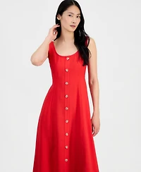 Anne Klein Women's Button-Detail Sleeveless Midi Dress