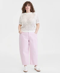 On 34th Trendy Plus Cropped Barrel-Leg Jeans, Macy's Exclusive