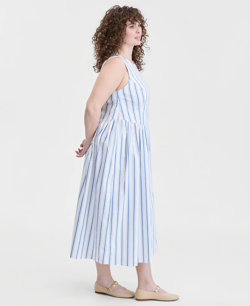 On 34th Trendy Plus Bayside Stripe Sleeveless Midi Dress, Macy's Exclusive