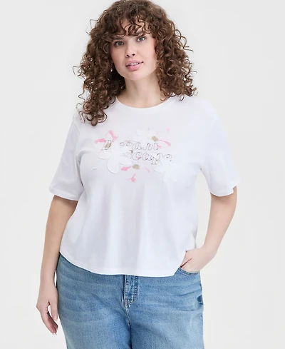 On 34th Trendy Plus Size Dreamscape Applique T-Shirt, Macy's Exclusive