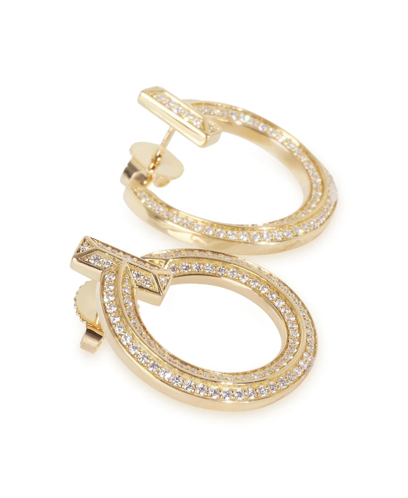Pre-Owned Tiffany & Co Yellow Gold Diamond Tiffany T T1 Open Hoop Earrings