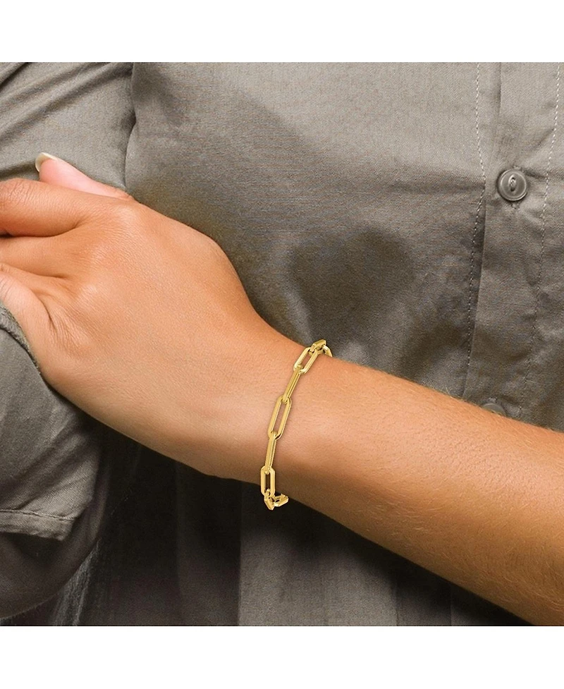 Curata Jewelry Solid 18k Gold Italian 7.5 Inch 5.3mm Squared Paperclip Link Bracelet