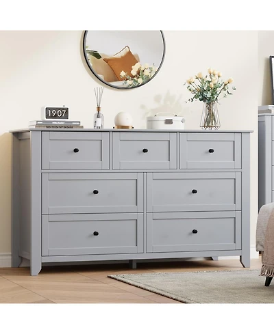 gaomon 7 Drawer Dresser for Bedroom, 54" Wide Large Dresser with Deep Drawers & Metal Knobs, Modern Wooden Chests of Drawers for Entryway, Hallway