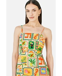 Yumi Women's Postcard Print Mini Sun Dress