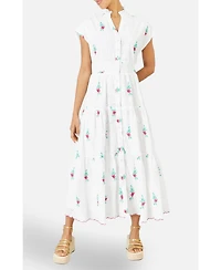 Yumi Women's Broderie Anglaise Embroidered Midi Dress