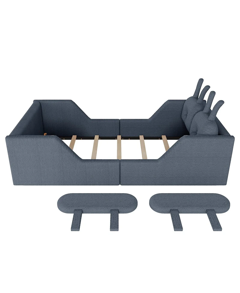 Streamdale Furniture Streamdale Twin Upholstered Platform Bed with Rabbit Cushion & Removable Rails