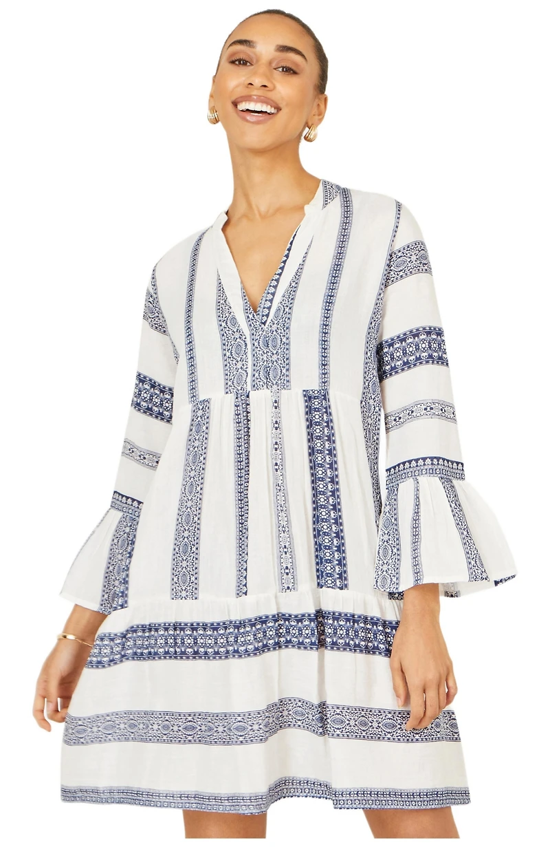 Yumi Women's Cotton Stripe Tunic Dress