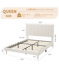 gaomon Upholstered Platform Bed Frame with Headboard,Strong Wooden Slats Support