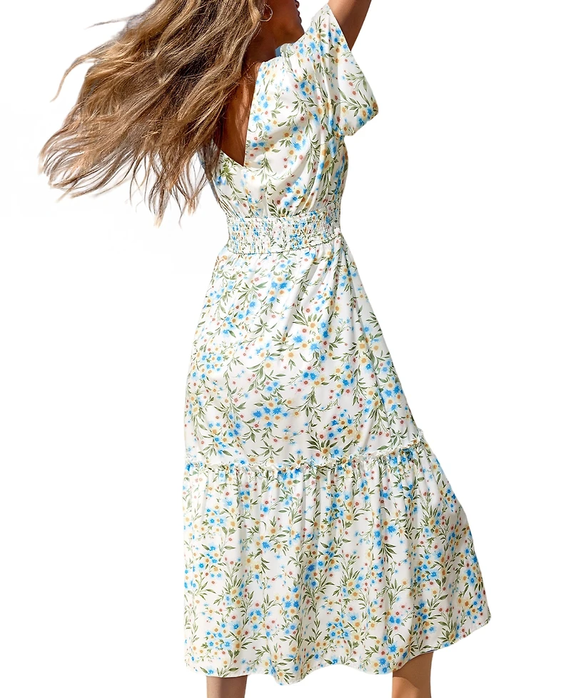 Cupshe Women's V-Neck Floral Tie-Front Dress