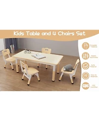 gaomon Kids Table and Chair Set, Height Adjustable Toddler Table and 4 Chairs Set for Ages 2-10(12060cm)