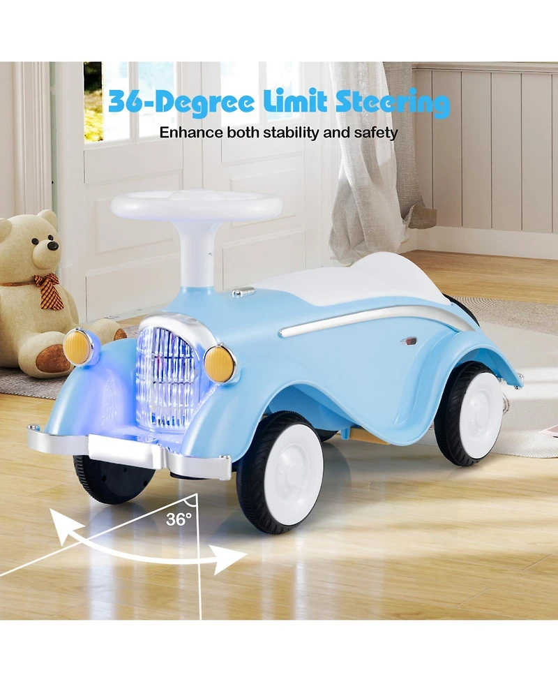 Slickblue Toddler Ride On Toy Classic Sliding Car with Horn & Led Headlight